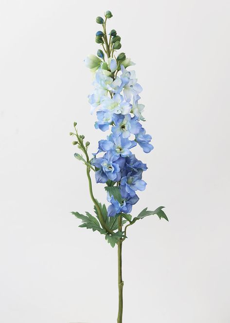 Shop Artificial Larkspur Flowers at Afloral.com | Delphinium in Blue Blue Larkspur Flower, Blue Flowers Delphinium, Delphium Flower, Larkspur Flower Aesthetic, Larkspur Aesthetic, Delphinium Flower Drawing, Delphinium Flower Tattoo, Delphinium Painting, Artificial Wildflowers