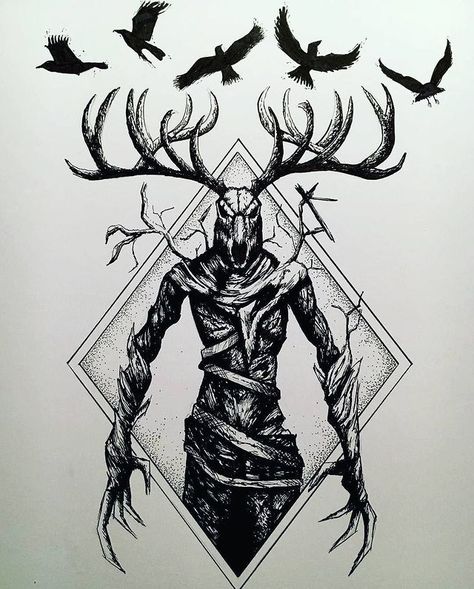 Miro Lozar on Instagram: “Thinking about getting some ink.... 🤔🙂😁🤓 . . . #tattoo #leshen #leshentattoo #newyearwish” Wendigo Tattoo, Witcher Tattoo, Slavic Tattoo, Wörter Tattoos, Witcher Art, Norse Tattoo, Nordic Tattoo, Mythology Tattoos, Horror Tattoo