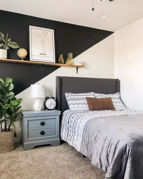 White Accent Walls, Boys Black And White Bedroom, White Built Ins, Dining Room Accent Wall, White Wall Bedroom, Black Accent Walls, Dining Room Accents, Bold Aesthetic, White Room Decor