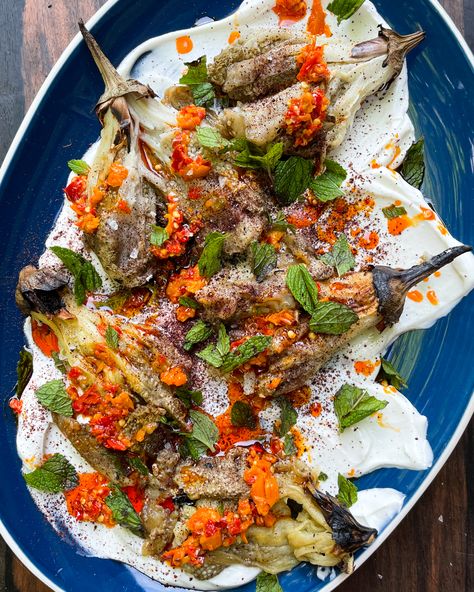 Grilled Eggplant with Whipped Feta, Sumac and Mint | PrimalGourmet Primal Gourmet, Paleo Chicken Pot Pie, Sumac Recipes, Smoked Turkey Recipes, Grilled Mushrooms, Mint Recipes, Grilled Eggplant, Whipped Feta, Paleo Diet Recipes