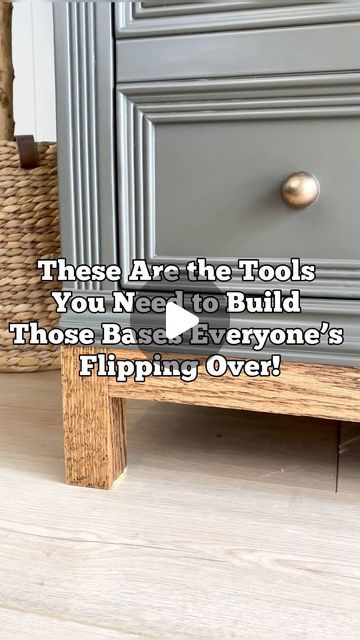 Julia • Flying Dutchman Furniture • Furniture Flip Tips & DIY on Instagram: "Comment “BASE” and I’ll hook you up with links to all the tools you need to get started!

These sleek, modern bases are what everyone’s flipping for—and they’re easier to make than you think 💪

If you’ve been eyeing that custom, high-end base style you see all over your feed, here’s what you’ll need to make your own: 

1️⃣ A miter saw to cut your wood

2️⃣ A tape measure for precision

3️⃣ A power drill

4️⃣ Oak 2x2s and 1x3s for most base styles 

5️⃣ And the *secret tool*—the pocket hole jig! It’s the key to drilling pocket holes and putting it all together.

With pocket hole construction, your joints are clean, strong, and invisible. Whether you’re flipping for profit or keeping it for yourself, this tool make Diy Wood Base For Dresser, Dresser Base Diy, Furniture Base Diy, Dresser Legs Diy Ideas, Adding Legs To Furniture, Furniture Feet Ideas, Painting Dressers, Distressed Furniture Painting, Repurpose Furniture