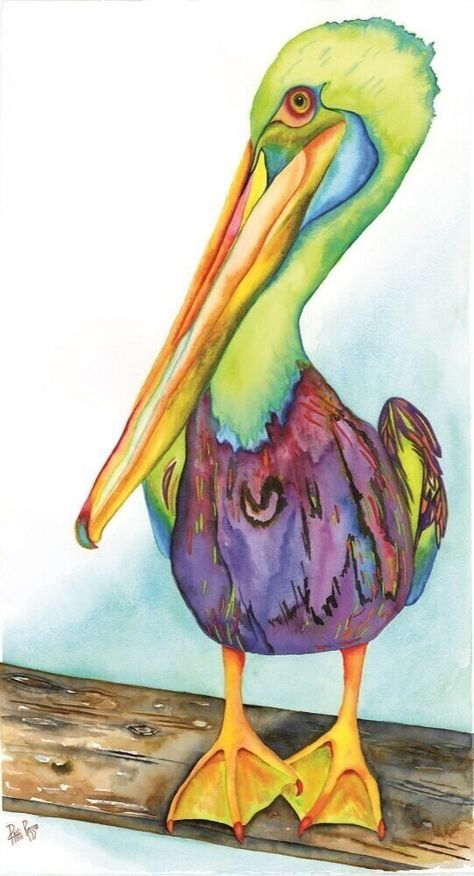 Pelican Drawing, Pelican Art, Bird Watercolor Paintings, Sea Turtles, Watercolor Bird, Birds Painting, Beach Art, Bird Art, Animal Paintings