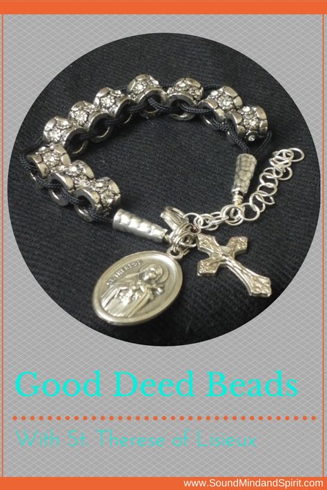 Good Deed Beads - Decorative beaded bracelet to help you count sacrifices or temptations in the Little Way of St. Therese of Lisieux, the Little Flower Sacrifice Beads, Beautiful Beaded Bracelet, St Therese Of Lisieux, Sound Mind, St Therese, Confirmation Gifts, God Parents, Good Deeds, Tiffany Heart