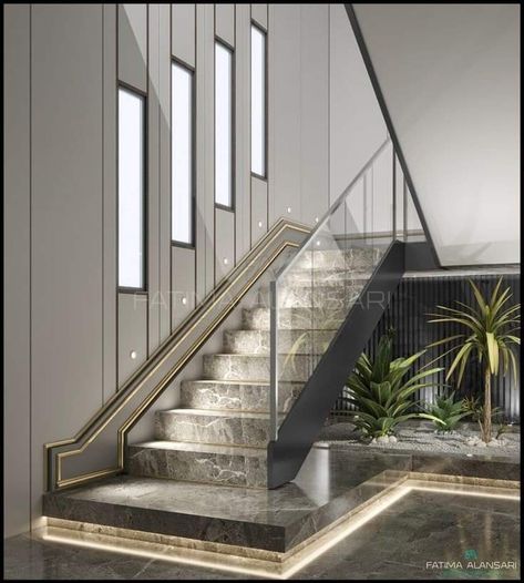 Modern Livingrooms, درج السلم, Staircase Interior Design, Luxury Staircase, Modern Stair Railing, Staircase Design Modern, Stairs Design Interior, Interior Staircase, Stairs Design Modern