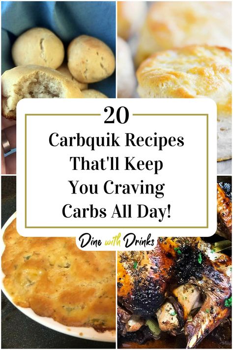 Collage of 4 carbquik recipes. Carbquik Recipes, Carb Quick, Craving Carbs, Jiffy Mix, Dinner Recipes Healthy Low Carb, Healthy Low Carb Snacks, Delicious Low Carb Recipes, Diet Recipes Easy, Best Low Carb Recipes