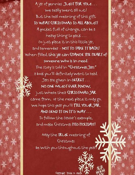 "Christmas Jars" "This was one of my  favorite neighborhood gifts to give  because I knew it had the potential to   BLESS the lives of others in need.  It was truly a blessing for my family!" Christmas Legends, Christmas Jar Gifts, Christmas Poem, Christmas Sayings, Book Christmas, Christmas Poems, True Meaning Of Christmas, What Is Christmas, Christmas Jars