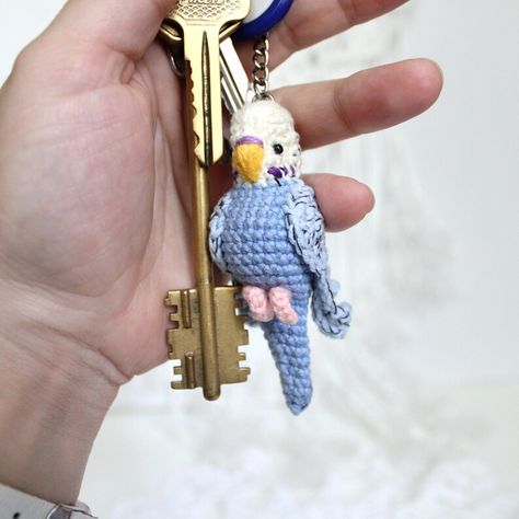 Budgie keychain crochet pattern Amigurumi budgie bird | Etsy Dragonfly Keychain, Keychain Crochet Pattern, Budgie Bird, Budgies Bird, Bar Keychain, Keychain Crochet, Keychain Holder, Crochet Birds, Basic Crochet