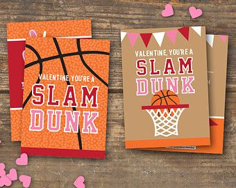 Printable Basketball Valentines Day Cards Basketball Valentines, Free Valentine Cards, School Valentine Cards, Basketball Bag, Printable Valentines Day Cards, Bag Topper, Valentines Printables Free, Valentine Tags, Valentine's Day Cards