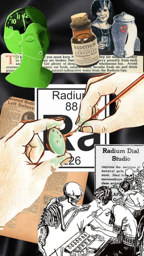 Radioactivity Aesthetic, Radium Girls Costumes, Radium Aesthetic, Radium Wallpaper, Radium Girls Aesthetic, Vintage Apocalypse, Radiation Aesthetic, Apocalypse Halloween, Science Aesthetic