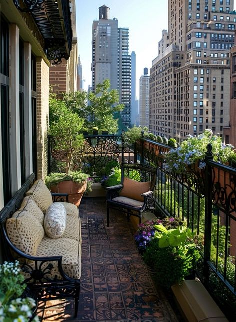 Balcony Garden Design, Parisian Style Apartment, Small Covered Patio, Small Balconies, Small Apartment Balcony Ideas, Most Beautiful Homes, Diy Garden Ideas, San Myshuno, Amazing Houses