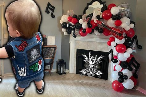 One Rocks First Birthday, Rock And Roll Birthday, 1st Birthday Balloons, Happy First Birthday, Rock N Roll Style, Baby 1st Birthday, My Son Birthday, First Birthday Party, Sons Birthday