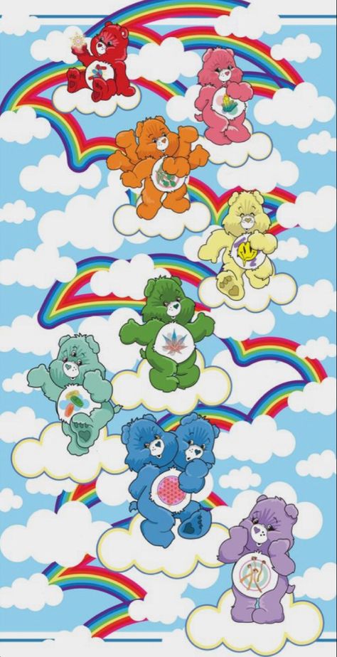 Dare Bears, Care Bear Tattoos, Trippy Cartoon, Dope Cartoons, Trippy Iphone Wallpaper, Tout Rose, Trippy Wallpaper, Hippie Wallpaper, Bear Wallpaper