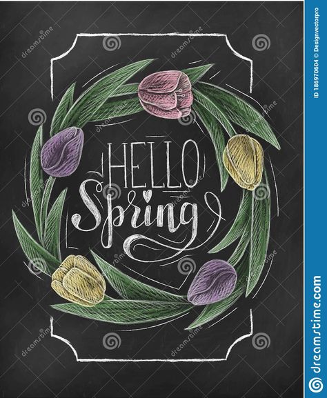 Chalkboard Art Classroom, Spring Chalkboard Ideas, Chalkboard Paint Ideas, Chalkboards Ideas, Calendar Chalkboard, Spring Chalkboard Art, Chalkboard Walls, Wall Chalkboard, Chalkboard Crafts