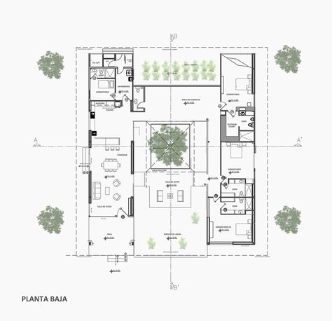 natura futura's house of silence in ecuador features a central courtyard Interior Courtyard House Plans, Chettinad House, Atrium House, Modern Courtyard, Courtyard House Plans, Courtyard Design, Villa Plan, Casa Patio, Courtyard House