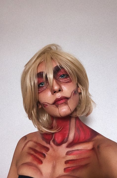 Female Titan Makeup, Titan Makeup, Female Titan, Makeup Cosplay, Ronald Mcdonald, Halloween, Makeup, Make Up