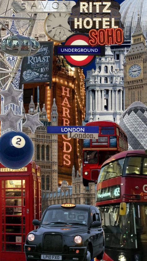 London bus Big Ben London eye taxi Harrods underground Parliament collage wallpaper London Collage, London Taxi, Big Ben London, Collage Wallpaper, London Bus, London Eye, Other Countries, London Uk, London England