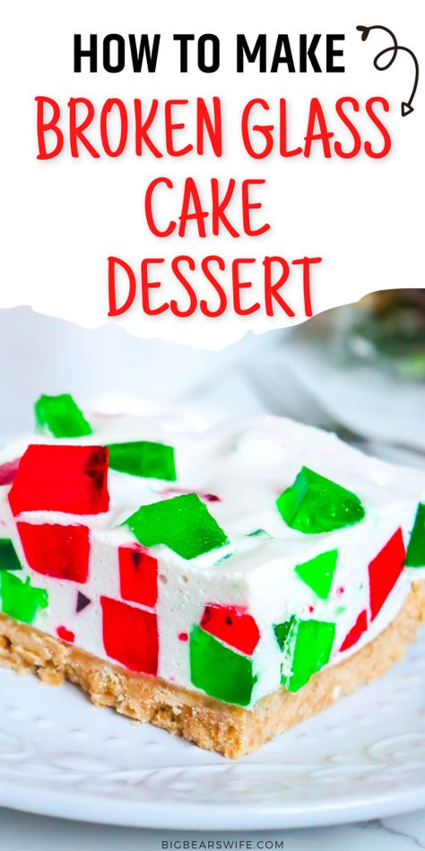 Broken Glass Cake, Broken Glass Jello, Glass Jello, Gelatin Cake, Holiday Dessert Recipes Easy, Jewel Cake, Vanilla Wafer Crust, Vanilla Wafer, Jello Cake