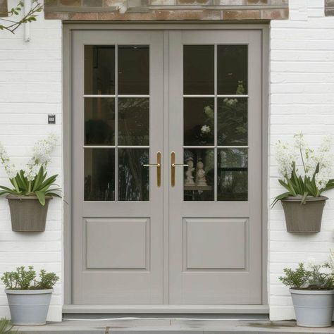 French Doors & Frame Sets External Windows, Arched Exterior Doors, Outdoor French Doors, French Country Doors, Lodge Exterior, Traditional French Doors, Side Hinged Garage Doors, External French Doors, Cottage Patio