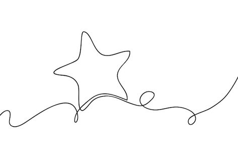 Vector star continuous line art drawing ... | Premium Vector #Freepik #vector #love-art #love-ribbon #love #love-shape Line Art Stars, Star Line Art, Stars Line Art, Christmas Line Art, Continuous Line Art, Star Doodle, Star Outline, Drawing Stars, Doodle Vector