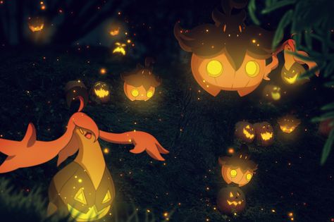 Pokemon Graveyard, Pumpkaboo Wallpaper, Pumpkaboo Art, Gourgeist Pokemon, Pumpkaboo Pokemon, Pokémon Painting, Disc Banner, Halloween Pokemon, Realistic Pokemon