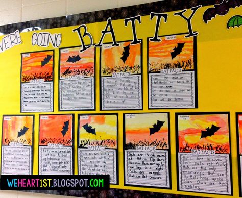 I Love October, Bats Unit, October Writing, Bat Facts, Halloween Teaching, October Classroom, October School, Halloween Bulletin Boards, October Ideas