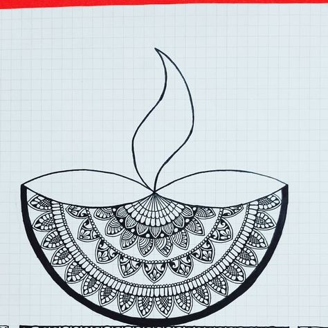 Mandala Basic Design, Diwali Zentangle Art, Diwali Mandala Art Drawing Easy, Mandala For Diwali, Diwali Mandala Art Drawing, Diwali Sketches, Diwali Drawing Painting, Mandala Art Rangoli, Diya Mandala Art