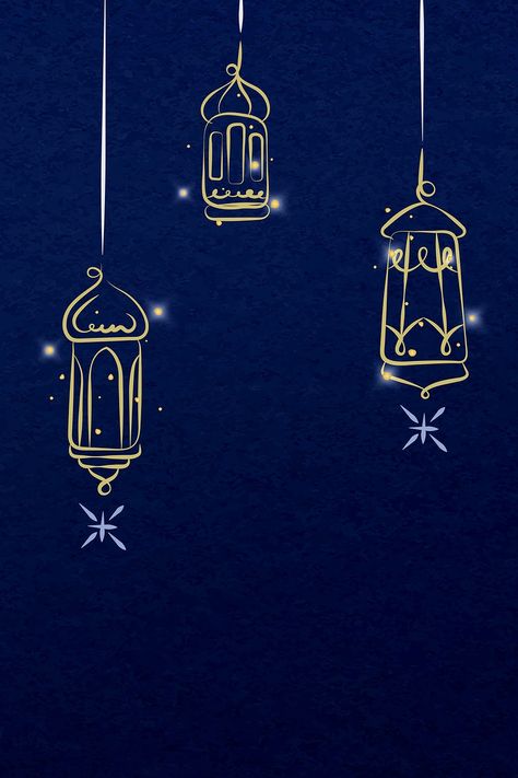 Ramadan background vector with hanging gold lanterns | premium image by rawpixel.com / Tang Ramadan Mubarak Background, Ramadan Template, Background Psd, Ramadan Background, Gold Lanterns, Psd Background, Blank Space, Ramadan Mubarak, Ramadan Kareem