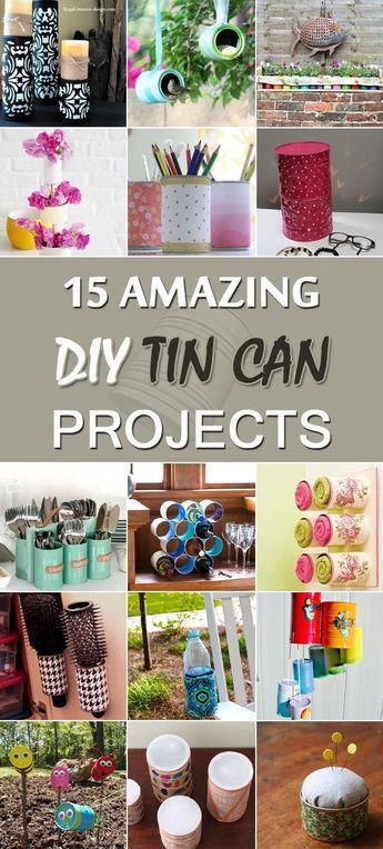 We've put together 15 amazing ideas on what you can do with your tin cans. Recycled Tin Cans Diy Ideas, Can Painting Diy Tin, Tin Can Crafts Diy, Diy Tin Can Projects, Tin Can Projects, Can Projects, Tin Can Decorations, Recycled Tin Cans, Tin Can Art