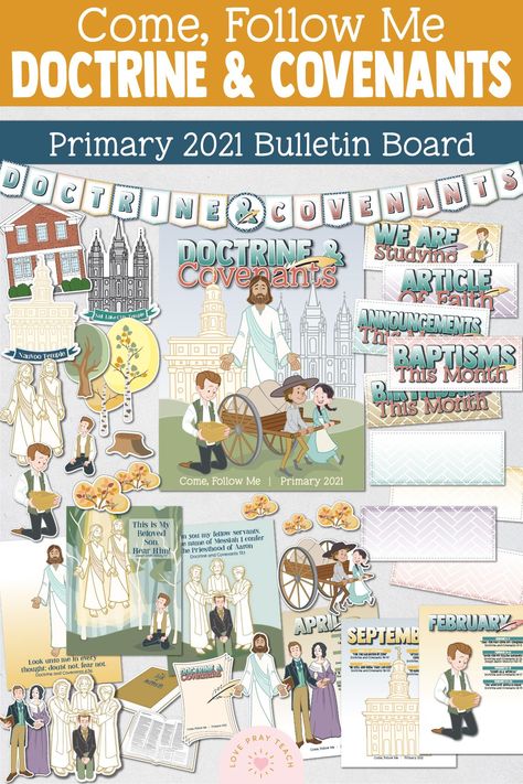 Primary 2021 Doctrine & Covenants Bulletin Board Packet and Decorations www.LovePrayTeach.com Doctrine And Covenants Bulletin Board, Doctrine And Covenants Primary, Primary Presidency, Lds Primary Lesson Helps, Doctrine And Covenants, Primary Activities, Articles Of Faith, Primary Lessons, Lds Primary