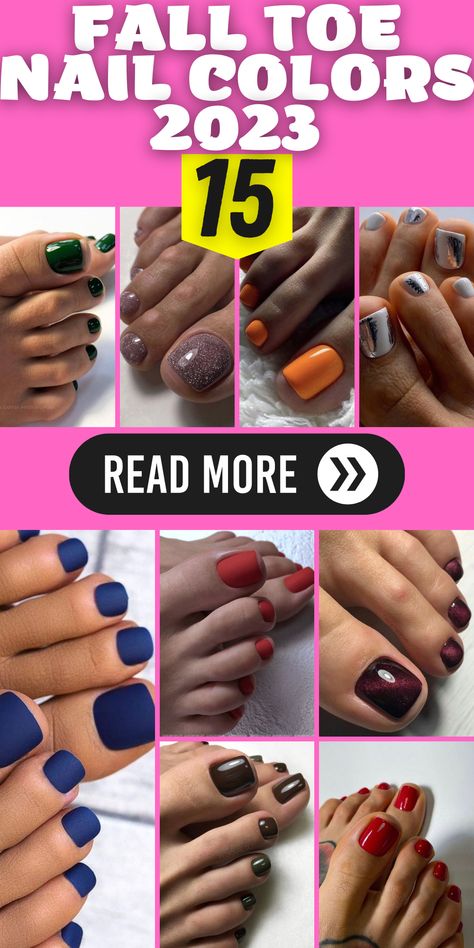 Fall in love with these mesmerizing toe nail colors for fall 2023. From warm and inviting hues to cool and sophisticated shades, these colors will transform your pedicure into a work of art. Whether you prefer a simple and minimalist design or want to go all out with intricate nail art, these fall toe nail colors will make a statement. Embrace the beauty of the season and let your toes shine with these fabulous nail colors for autumn. Fall Nail Colors 2023 Pedicure, Gel Pedicure Ideas Fall, Cute Fall Toenail Colors, Cute Pedicure Ideas Fall, Fall 23 Nail Colors, September Pedicure Colors 2023, Fall Nails 2023 Pedicure, Fall Toe Colors Polish, Fall Toenail Colors Autumn