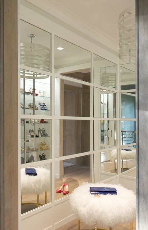 Transitional Closet, Contemporary Closet, Closet Vanity, Built In Dresser, Dressing Room Closet, Wall Closet, Mirrored Wall, Dream Closets, Room Closet