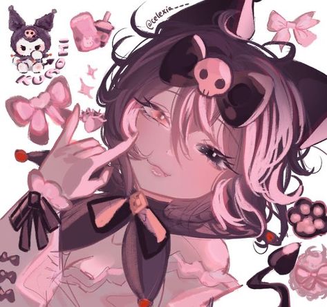 Kuromi Human Version, Kuromi As A Human, Human Kuromi, Aesthetic Purple Anime, Kuromi Drawing, Sanrio Drawings, Iphone Makeover, Kuromi Girl, Kuromi Stuff