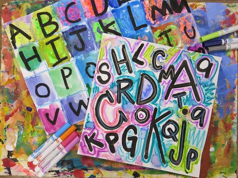 Hello, friends! If you saw my post earlier this week, I said I'd be sharing a follow-up lesson to our Jasper Johns-inspired alphabet paintings. Here's a peak at that project:  And the video lesson! I Room Kindergarten, Kindergarten Art Lessons, Bingo Dauber, Kindergarten Projects, Cassie Stephens, Chicka Chicka Boom Boom, Kindergarten Art Projects, Alphabet Kindergarten, Chicka Chicka