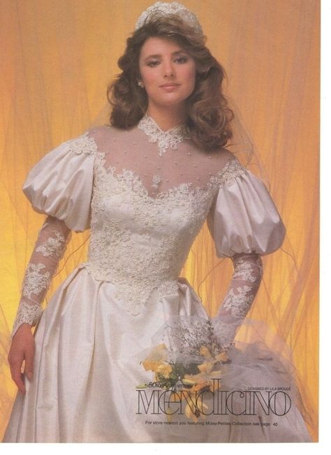 80s bride | Gorgeous wedding dress, Wedding dresses 80s ... #weddinghairstyles #hairstyles 80s Bride, Wedding Dresses 80s, Pretty Wedding Hairstyles, Wedding Hairstyles With Bangs, 90s Wedding Dress, Retro Bride, Bridal Gowns Vintage, Perfect Bride, 1980s Dresses