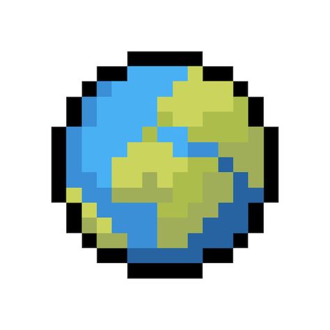 Planets Pixel Art, Vintage Pixel Art, 8 Bit Art Pixel, Earth Illustration Art, Earth Pixel Art, Pixel Art Illustration, Planet Pixel Art, 8bit Icons, 1 Bit Pixel Art