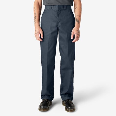 Nwt Dickies Men's Original 847 Work Pants In Dark Navy- Sz 30x32 Product Description: Color: Dark Navy High Rise Sits At The Waist Relaxed Fit Tapered Leg Reinforced Seams Hook-And-Eye Waist Closure With Zipper Sturdy Workwear Waistband Welt Back Pockets With Secure Button Closure Signature Wide-Tunnel Belt Loops 65% Polyester/35% Cotton Twill Style# 11874dn 874 Outfit Men, Dickie Work Pants, Dickies 874, Painters Pants, Dickies Pants, Leg Work, Hem Style, Bottom Clothes, Work Pants