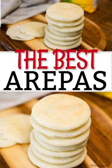 Learn how to make arepas with just a few simple ingredients. This arepas recipe is gluten free and you can literally eat them with anything you like! Puerto Rican Arepas Recipe, Sweet Arepas, Columbian Food, Columbian Recipes, Filipino Bread, Arepas Recipe, Venezuelan Food, Tasty Bread Recipe, Colombian Food