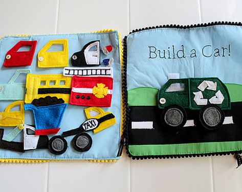 Felt Build a Car, Things that Go Quiet Book PATTERN Felt Tractor, Felt Fire, Quiet Book Pattern, Quiet Book Templates, Toy Boats, Diy Quiet Books, Book Pattern, Car Things, Quiet Book Patterns