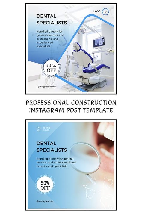 Dental clinic instagram post template. Canva template, editable with canva White Dental Clinic, Dental Instagram, Blue Gradient, Dental Clinic, Instagram Post Template, Post Templates, Canva Template, Medical, Blue And White