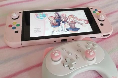 Aesthetic Gaming, Kawaii Core, Literature Club, I Love You All, Nintendo Games, Softies, Pink Aesthetic, Danganronpa, Game Console