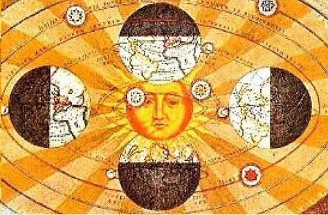 Copernicus' Heliocentric theory. Cant help but think this would be an awesome tat! Heliocentric Theory, Peace Symbol, Christmas Tree Skirt, Tatting, Vintage World Maps, Christmas Tree, Tattoos