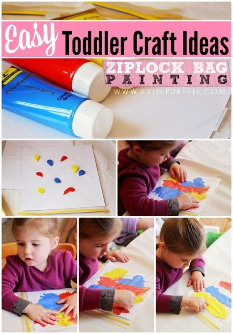 Ziplock Bag Painting, Toddler Craft Ideas, Winter Crafts For Toddlers, Childcare Ideas, Easy Toddler Crafts, Toddler Craft, Toddler Painting, Bag Painting, K Crafts