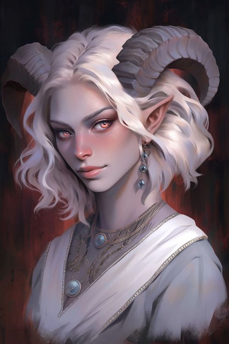 Reborn Female Dnd, Pale Tiefling, Tiefling White Hair, Tiefling Cleric Female, White Tiefling Female, Female Cleric Dnd, Teifling Character Art, Grey Tiefling, Albino Tiefling