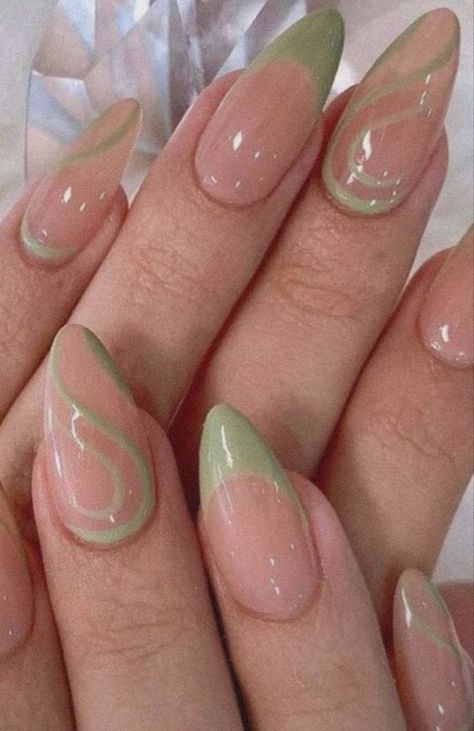 Sage Green Nails, Mint Green Nails, Hoco Nails, Green Acrylic Nails, Green Nail Designs, Green Nail, Oval Nails, Nagel Inspo, Minimalist Nails