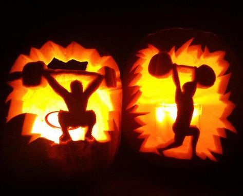 Happy Halloween! Crossfit Olympic weightlifting pumpkin carving ;) Source: unknown. Crossfit Memes, Gym Images, 90s Fashion Outfits Hip Hop Party, Crossfit Motivation, Ab Challenge, Olympic Weightlifting, Fall Things, Fitness Fun, Special Halloween