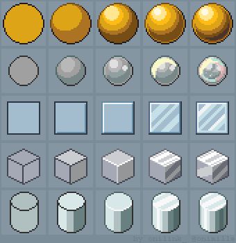 Tutorial: How to draw Shiny Materials by oni1ink.deviantart.com on @DeviantArt How To Pixel Art, Draw Tutorial, Piskel Art, 8 Bit Art, Pixel Animation, Pixel Art Tutorial, Arte 8 Bits, 2d Game Art, 8bit Art