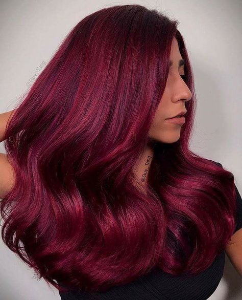 Midnight 🌹Rose is our obsession using the MR series in Guy Tang Mydentity . I highlighted her hair til it lifted to a level 8. And added Olaplex 1/32oz 1️⃣ Guy Tang #mydentity permanent rootàge formula 40g of 5Mr+10g of Dark Shadows with 10vol 2️⃣ Guy Tang #mydentity permanent mid formula 80g of 5Mr+ 20g of Pink Glow booster with 20vol 3️⃣ Guy Tang #mydentity permanent ends formula 80g of 6Mr+ 20g of Pink Glow booster with 10vol because her hair was already lighter on ends. OMG she has a ton of Magenta Hair Dye, Magenta Hair Colors, Burgundy Hair Dye, Burgundy Hair Color, Maroon Hair, Dyed Tips, Hair Dye Tips, Magenta Hair, Wine Hair