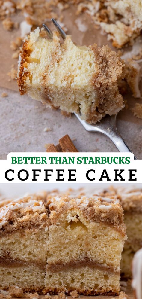 Fast Coffee Cake, Starbucks Coffee Cake Recipe, Starbucks Coffee Cake, Homemade Coffee Cake Recipe, Snacky Foods, Coffee Cake Loaf, Homemade Coffee Cake, Lifestyle Of A Foodie, Café Starbucks