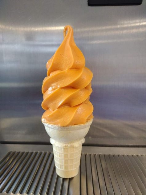 Orange Desserts Aesthetic, Orange Chocolate Ice Cream, Orange Ice Cream Aesthetic, Orange Aesthetic Foods, Orange Soda Aesthetic, Orange Ice Cream, Yellow Food, Yellow Foods, Orange Aesthetic