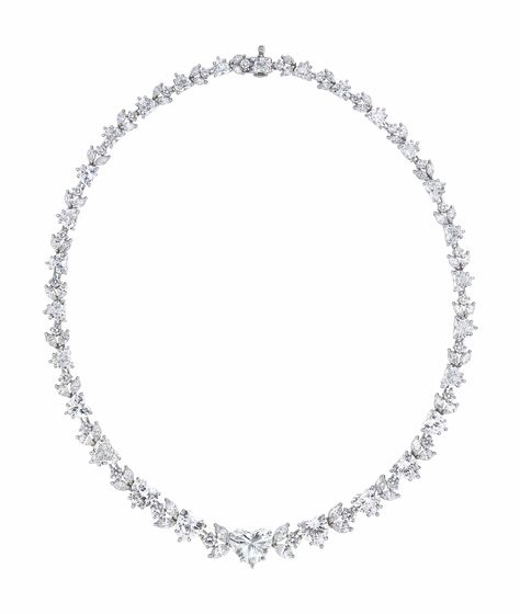 DIAMOND RIVIÈRE NECKLACE.  Graduated heart-shaped, marquise and circular-cut diamonds, platinum, 40.1 cm. Emerald And Diamond Necklace, Geode Jewelry, Christmas Lunch, Accessory Jewelry, Crown Jewels, High Jewelry, 100 000, Jewelry Necklace, Girls Best Friend